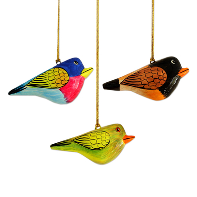 Set of 10 Hand painted birds, Hand painted Paper mache birds, paper mache Ornaments, Handmade Christmas Baubles, Handmade Birds hangings